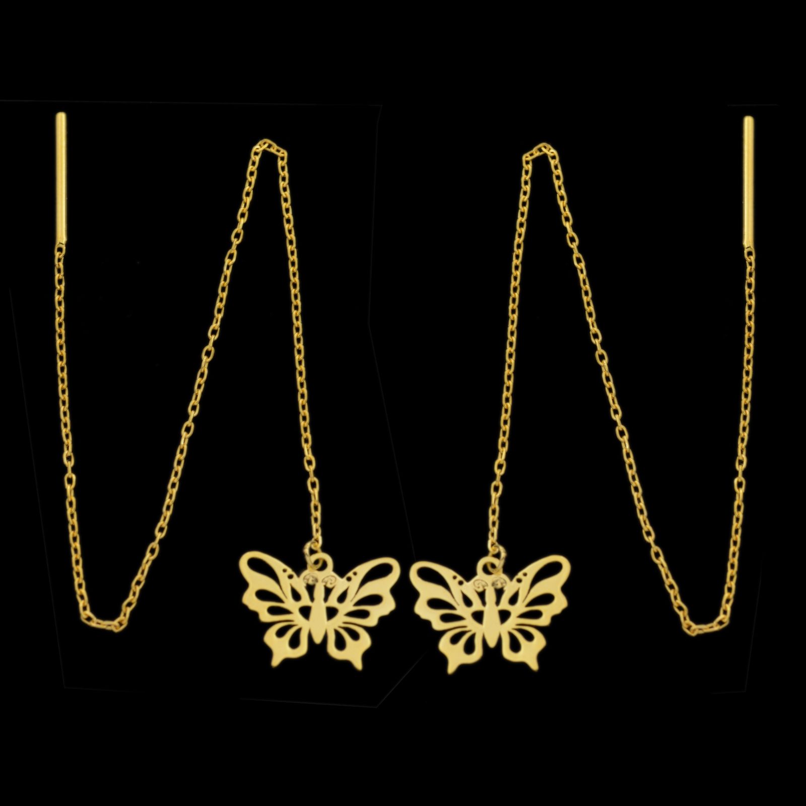 گوشواره طلا 18 عیار زنانه طلای مستجابی مدل پروانه کد 670157 -  - 1