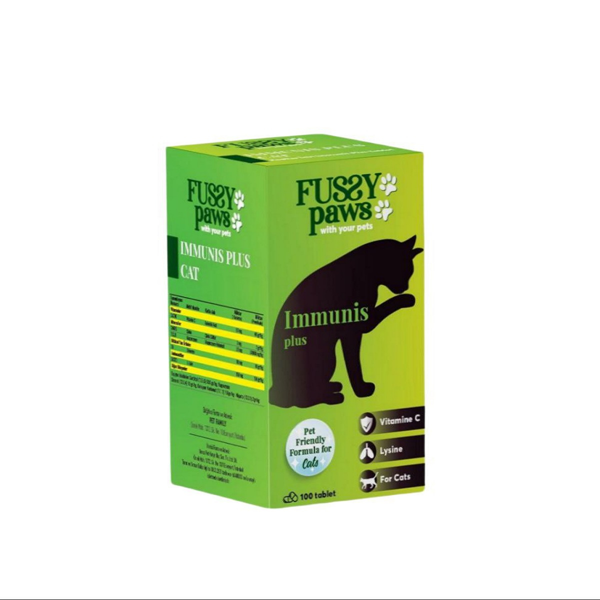 قرص مکمل سیستم ایمنی گربه فاسی پاوز Fussy Paws مدل Immunis Plus بسته 100 عددی