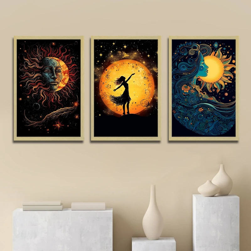 تابلو بکلیت طرح مدرن خورشید مدل شاین اکلیلی BE-1767 مجموعه 3 عددی