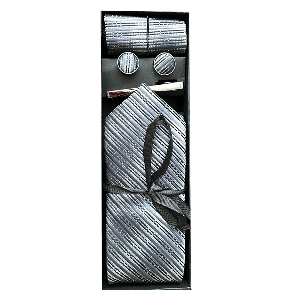 ست کراوات و دستمال جیب و دکمه سردست مردانه مدل SET 006 