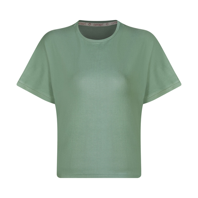 ست کراپ تی شرت و شلوارک زنانه افراتین مدل 6598 رنگ سبز