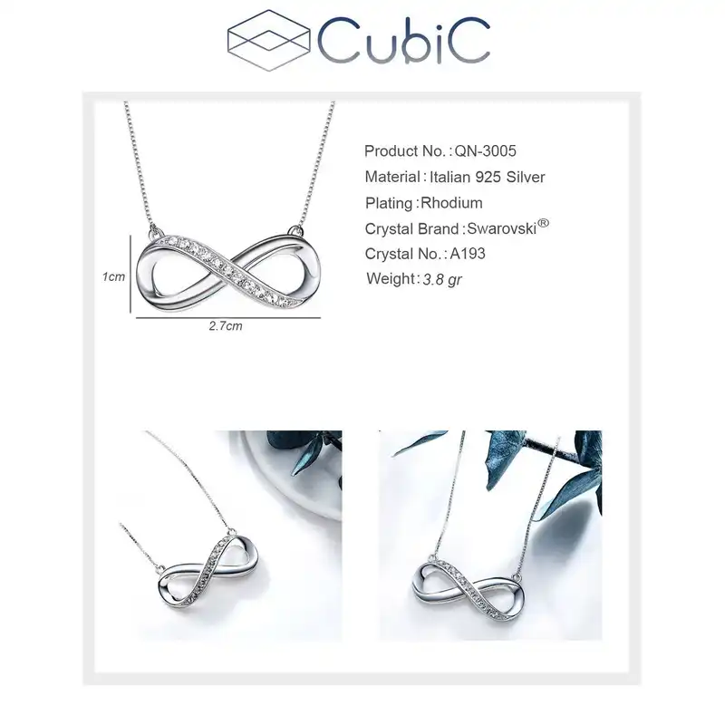 گردنبند نقره زنانه کوبیک مدل QN-2105