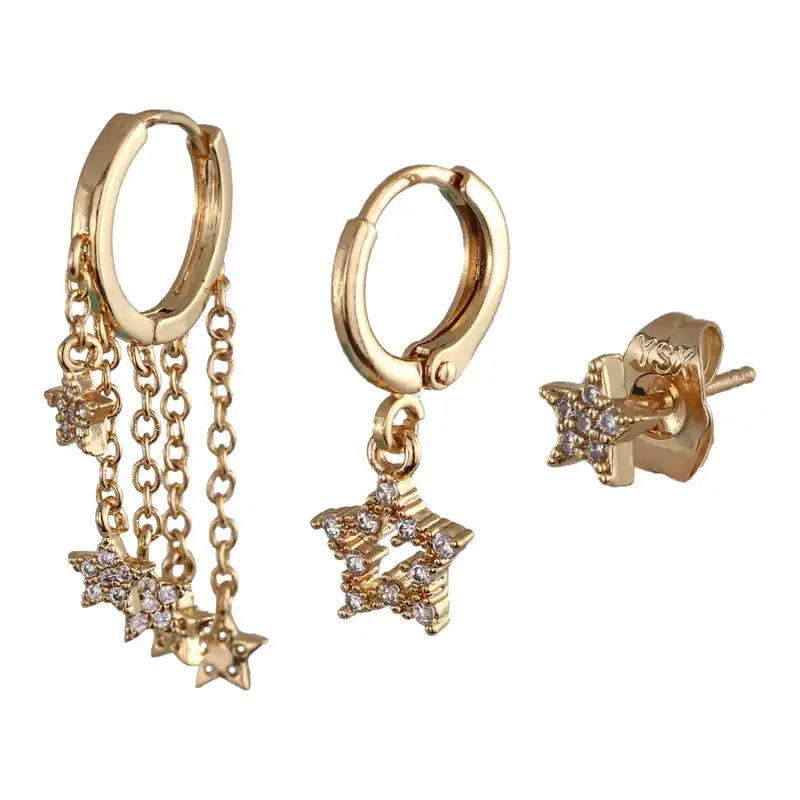 گوشواره زنانه وای اس ایکس مدل ear662 بسته سه عددی