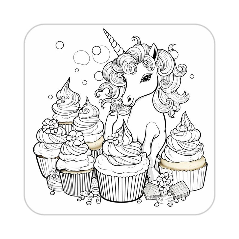 زیر لیوانی کاکتی طرح اسب تک شاخ و یونیکورن مدل mp32063