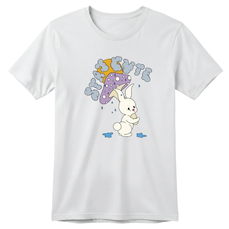 تی‌شرت آستین کوتاه یقه گرد بچگانه مدل خرگوش و قارچ کد v9