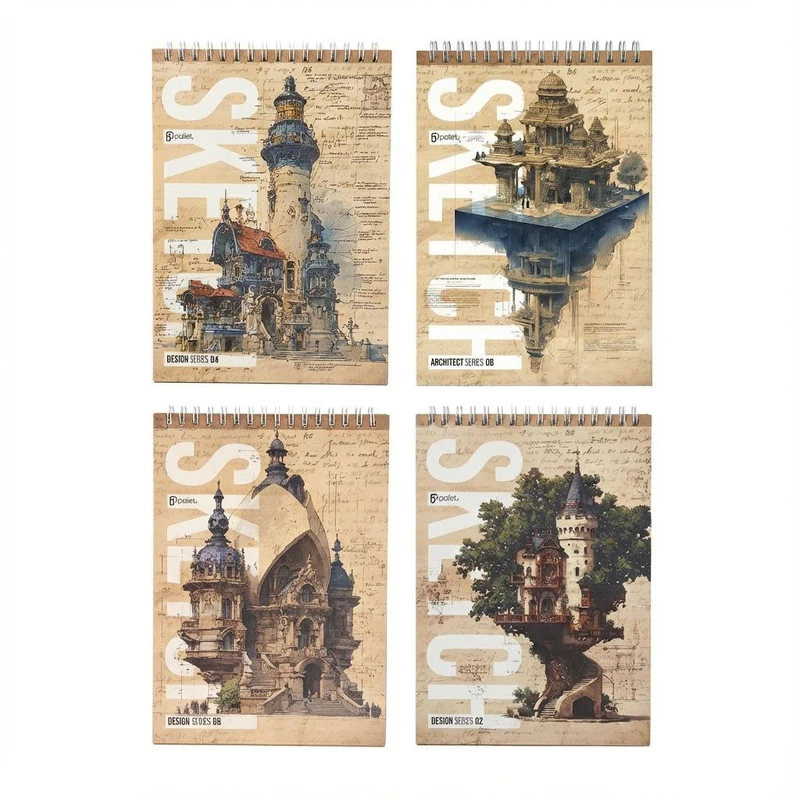 دفتر طراحی ۴۰ برگ پالت طرح مستر سیمی گلاسه بسته 4 عددی