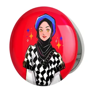آینه جیبی خندالو طرح دخترانه باحجاب مدل تاشو کد 26023 