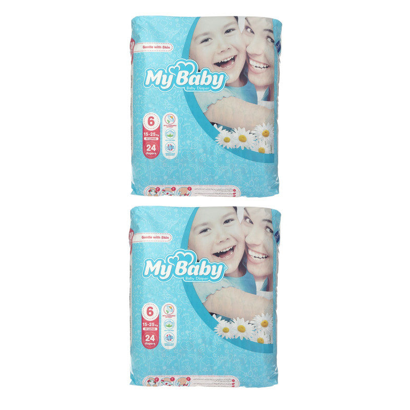 پوشک کودک مای بیبی مدل Max Care سایز 6 دو بسته 24 عددی