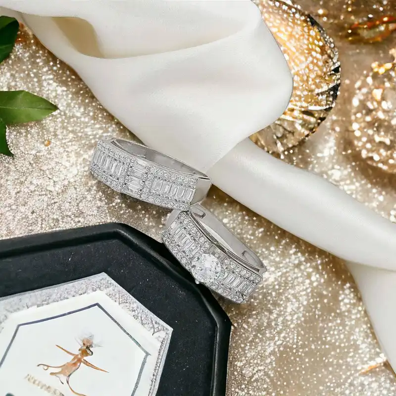 ست حلقه و پشت حلقه نقره زنانه مدل تک تاش 0130