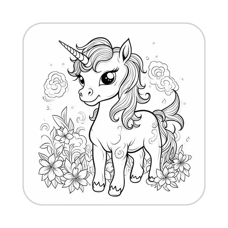 زیر لیوانی کاکتی طرح اسب تک شاخ و یونیکورن مدل mp31961