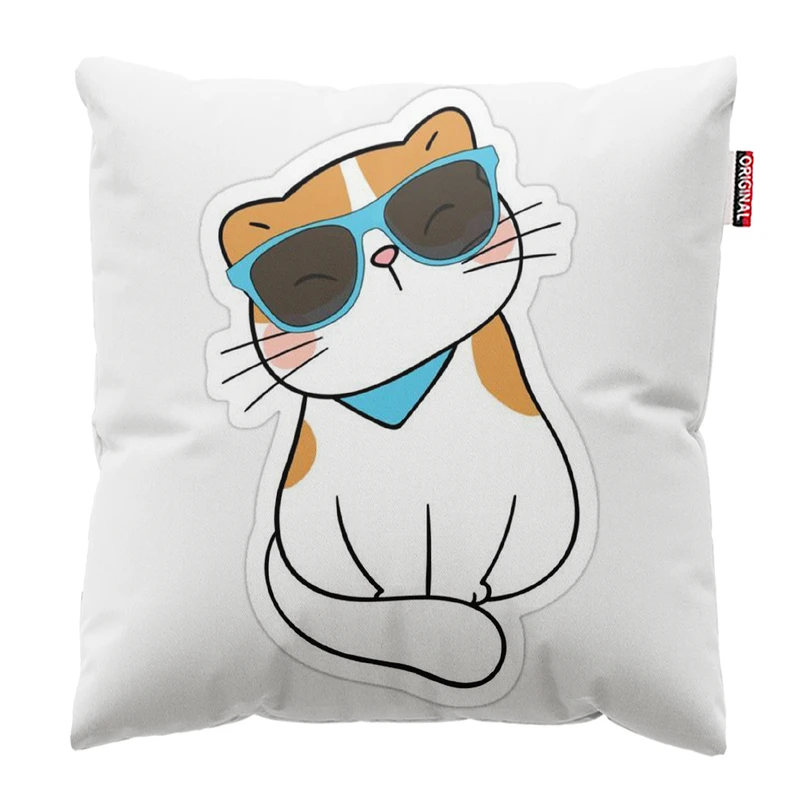 کوسن پاد آفرین مدل گربه کیوت با عینک دودی کد 563 سایز 30*30 سانتی متر