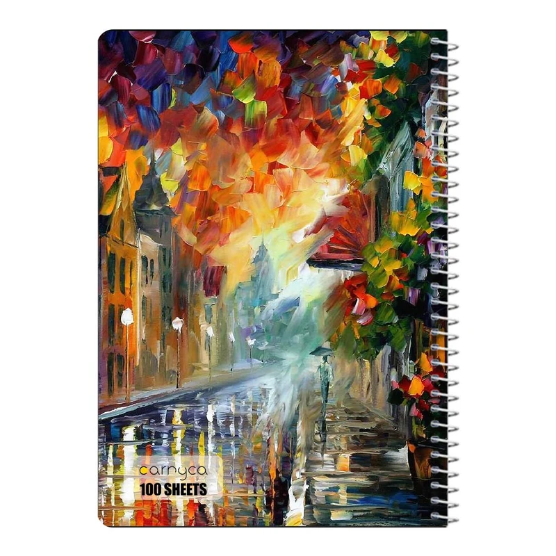 دفتر شطرنجی 100 برگ سیمی کارنیکا طرح نقاشی های آبرنگی Watercolor Paintings کد 57936