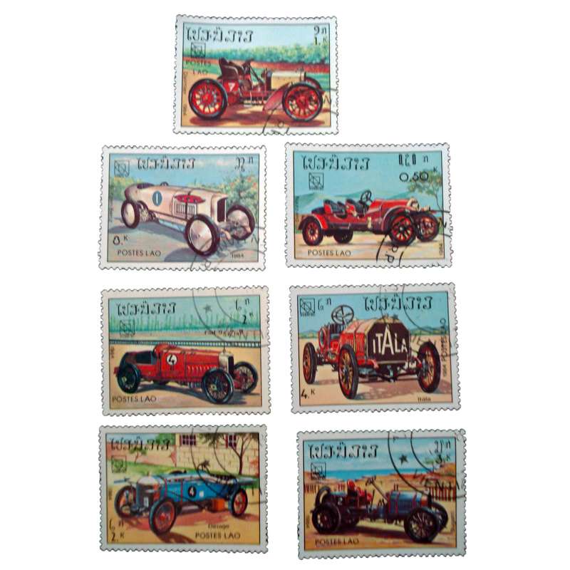 تمبر یادگاری مدل ماشین کد bc-1886 مجموعه 7 عددی