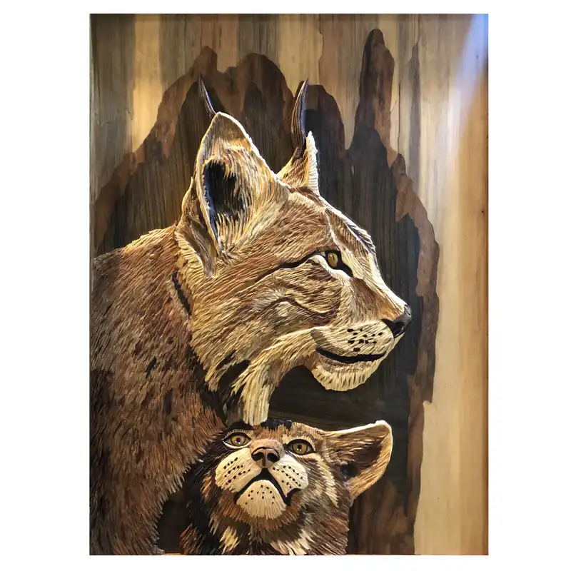 تابلو معرق کاری مدل معرق منبت طرح گربه سیاه گوش