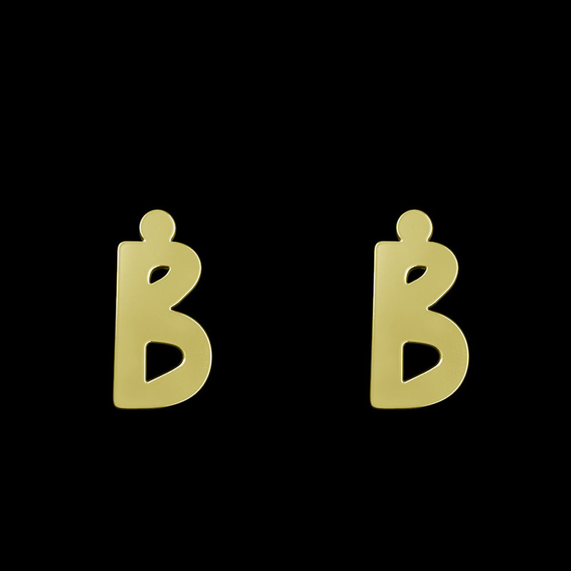 گوشواره طلا 18 عیار زنانه مدوپد مدل حرف B کد GA1-16669