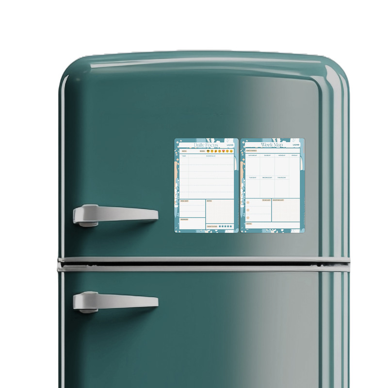 تخته وایت برد لاژید مدل آهنربایی طرح پلنر روزانه و هفتگی سایز 20X30 سانتیمتر مجموعه 2 عددی