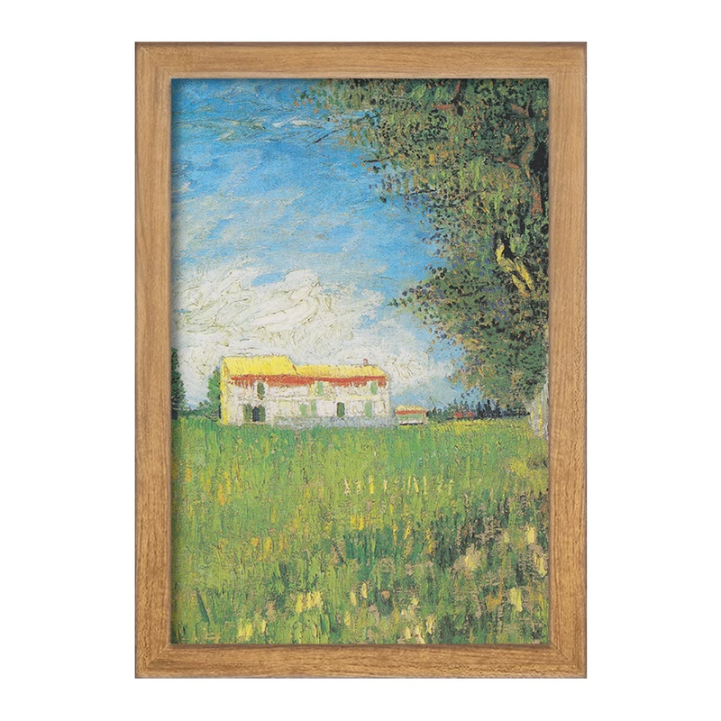 تابلو خندالو مدل خانه در مزرعه گندم ونسان ونگوگ (Van Gogh) کد 36786