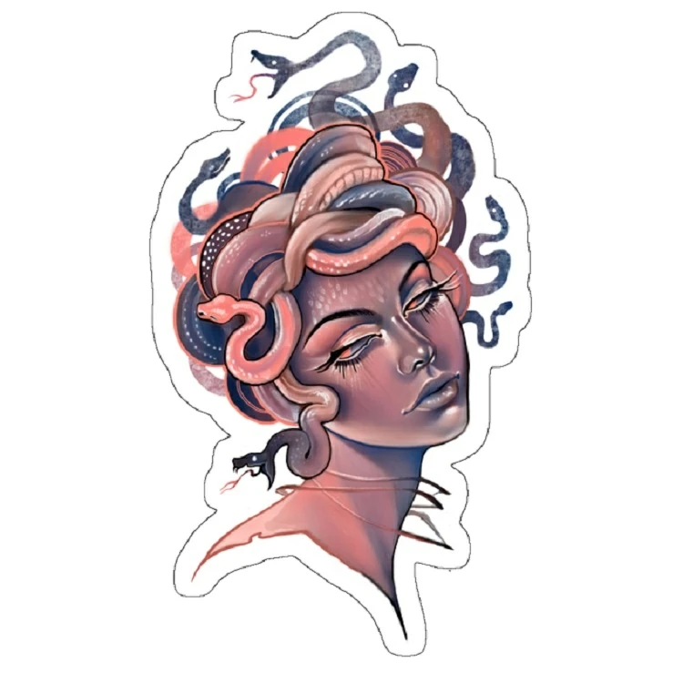 استیکر لپ تاپ مدل Coral and blue Medusa