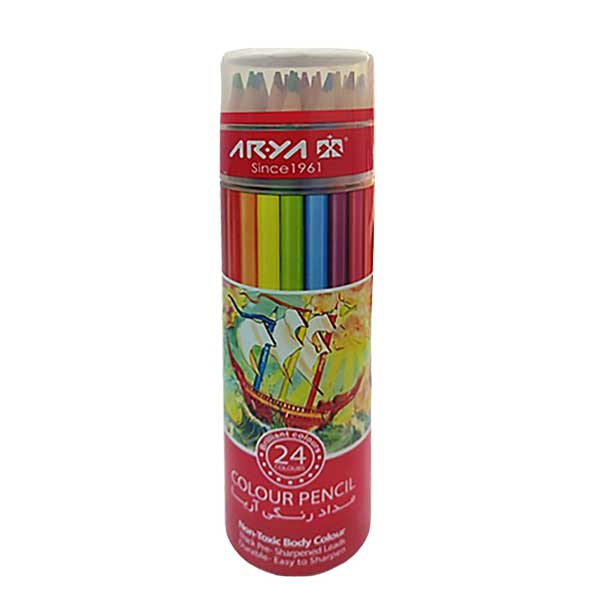 مداد رنگی 24 رنگ آریا مدل استوانه کد 3055
