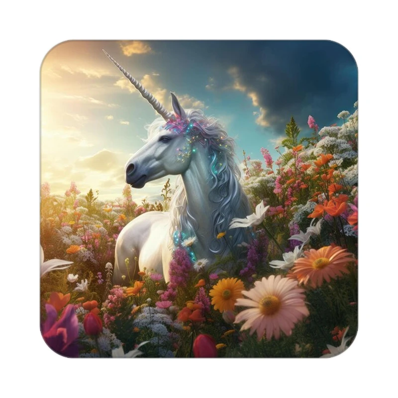 زیر لیوانی کاکتی طرح اسب تک شاخ و یونیکورن مدل mp31763