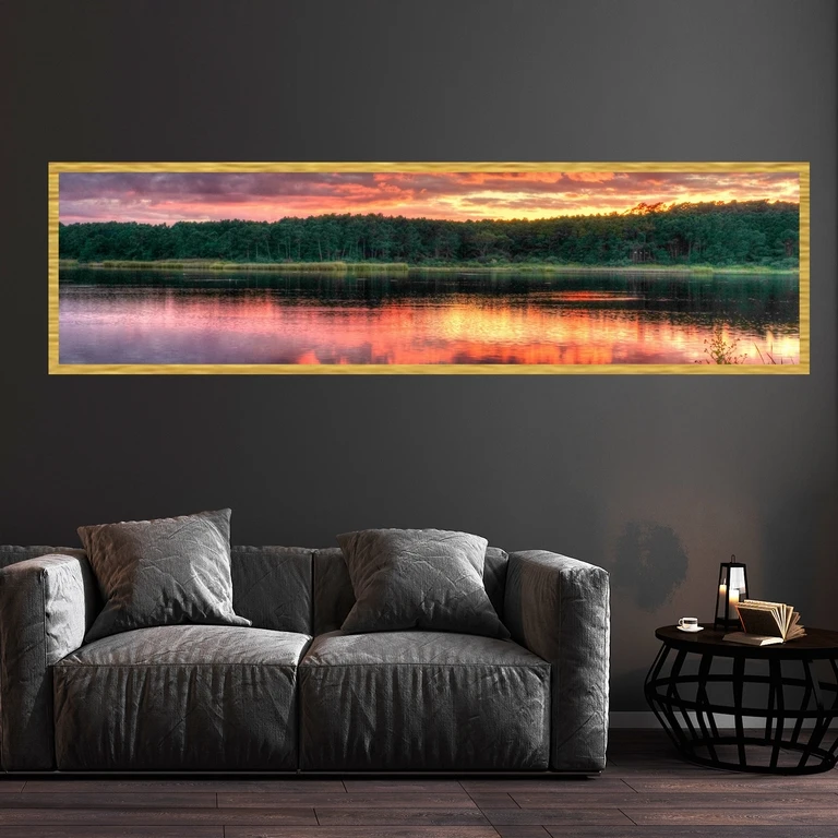 تابلو بکلیت طرح منظره غروب و دریاچه مدل کشیده T-7624