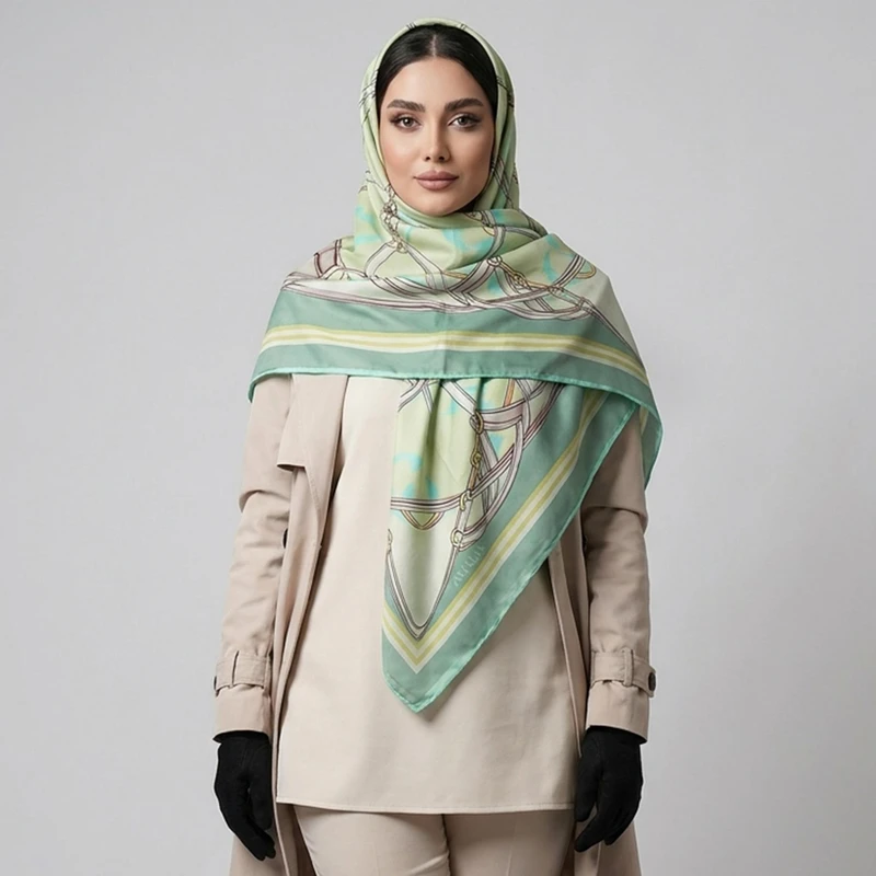 روسری زنانه مدل ابریشم مزونی کد 9066