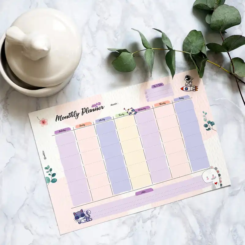 کاغذ یادداشت مدل برنامه ریزی ماهیانه طرح تایم باکس