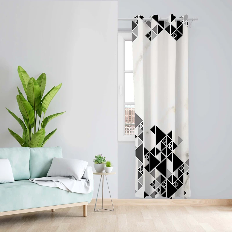 پرده طرح مثلث مدل مخمل پانچی کد 2_1590 W سایز 140x200 سانتی متر