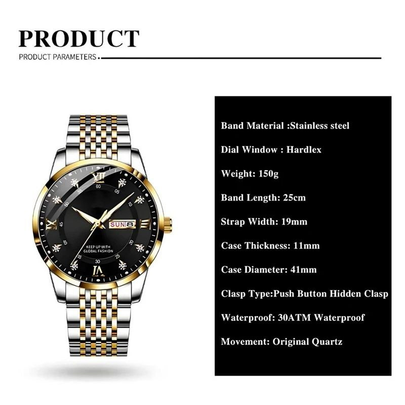 ساعت مچی عقربه‌ای مردانه کوارتز مدل دی دیت نگینی کد 01