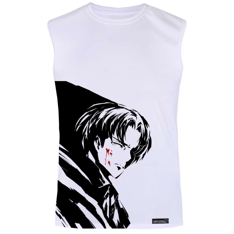 تاپ مردانه 27 مدل Levi Attack on titan کد KV07 رنگ سفید