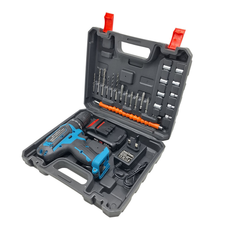 دریل چکشی شارژی 10 میلی متری 48 ولت باس  مدل 48VF مجموعه 25 عددی