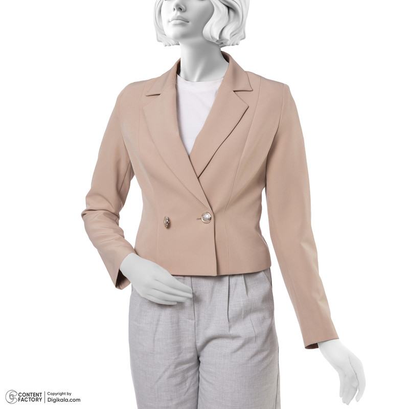 کراپ کت زنانه ریسانی مدل 5266 رنگ کرم