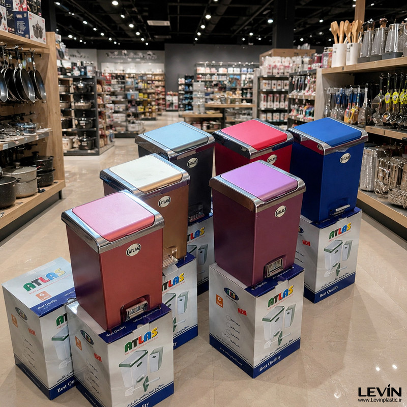ست سطل و فرچه سرویس بهداشتی اطلس مدل زاگرس طرح متالیک