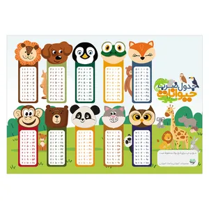  پوستر آموزشی مخ بوک طرح آموزش جدول ضرب حیوانات مدل a4