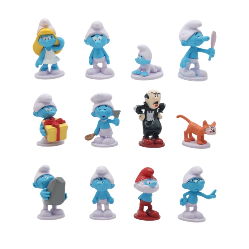 فیگور طرح بایونتا مدل  اسمورف ها ارتفاع 5 سانتی‌متر مجموعه 12 عددی