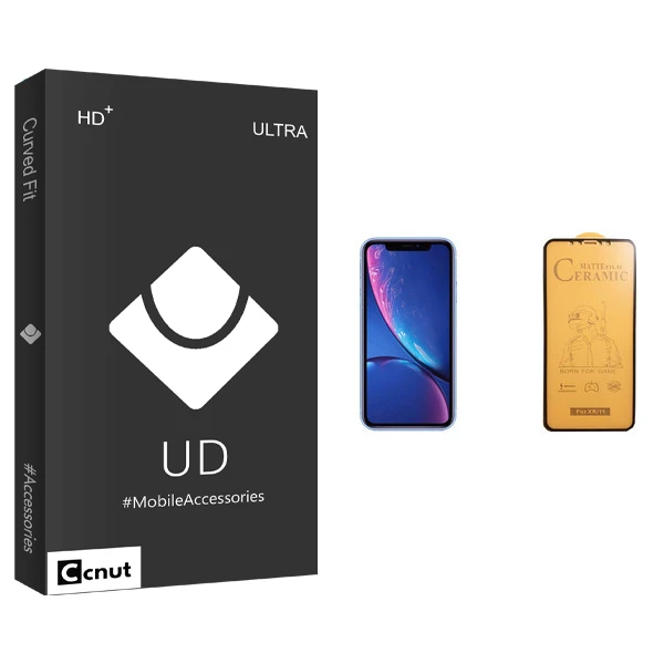 محافظ صفحه نمایش سرامیکی کوکونات مدل UD Black مناسب برای گوشی موبایل اپل iPhone XR