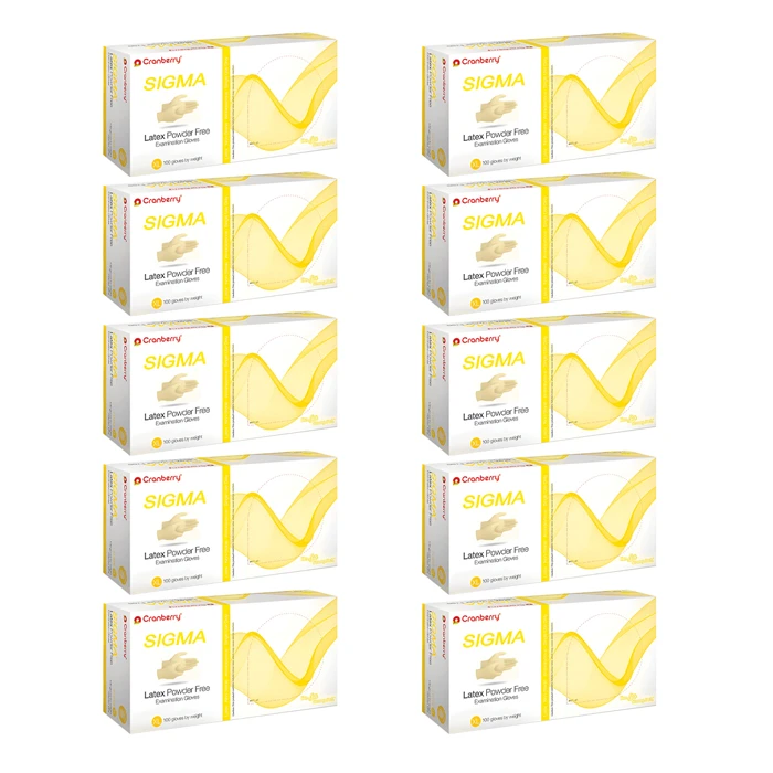 دستکش لاتکس غیر پودری کرنبری مدل sigma سایز خیلی بزرگ (XL) ده بسته 100 عددی