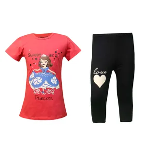 ست تی شرت آستین کوتاه و شلوارک دخترانه مدل سوفیا کد 18