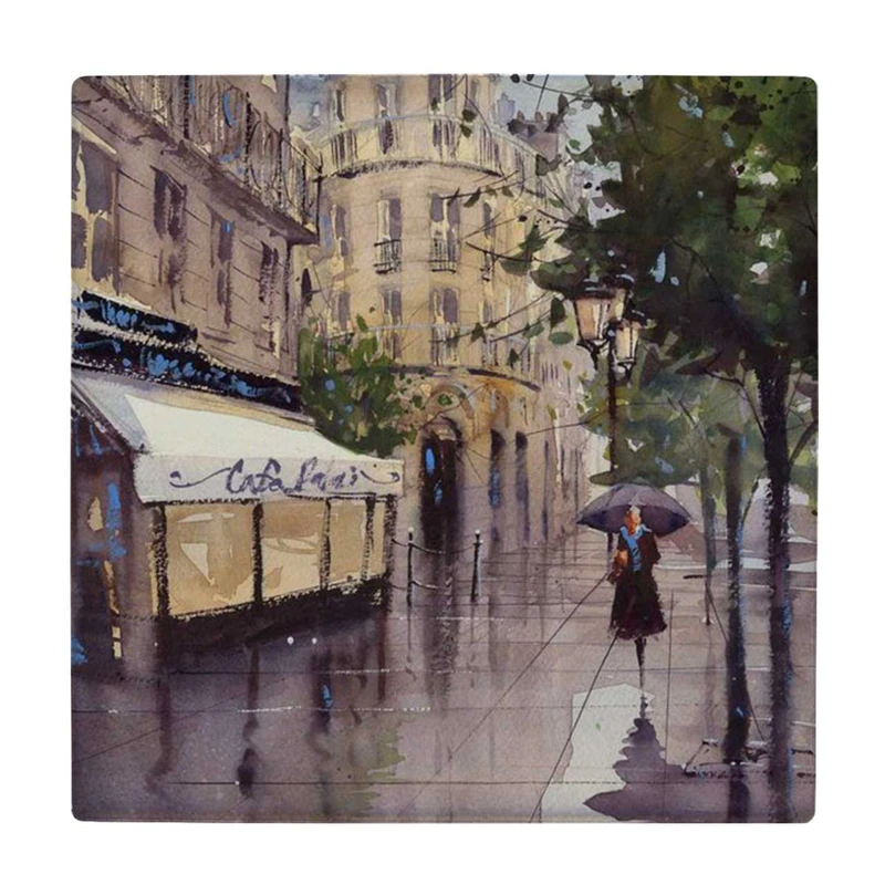 زیر لیوانی  طرح نقاشی پیاده روی بارانی کد    6227652_5805