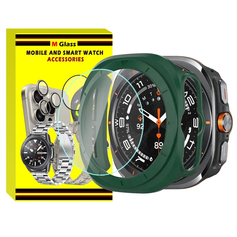 کاور ام‌گلس مدل PC Bumper MG مناسب برای ساعت هوشمند سامسونگ Galaxy Watch 7 Ultra 47mm به همراه محافظ صفحه نمایش