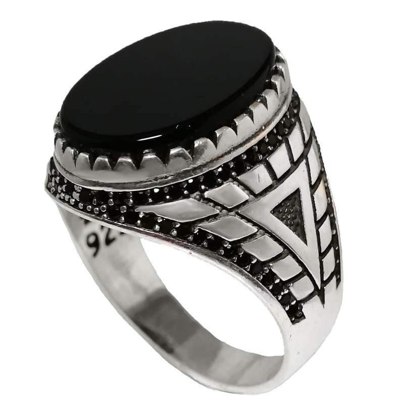 انگشتر نقره مردانه مدل عقیق کد MS9032