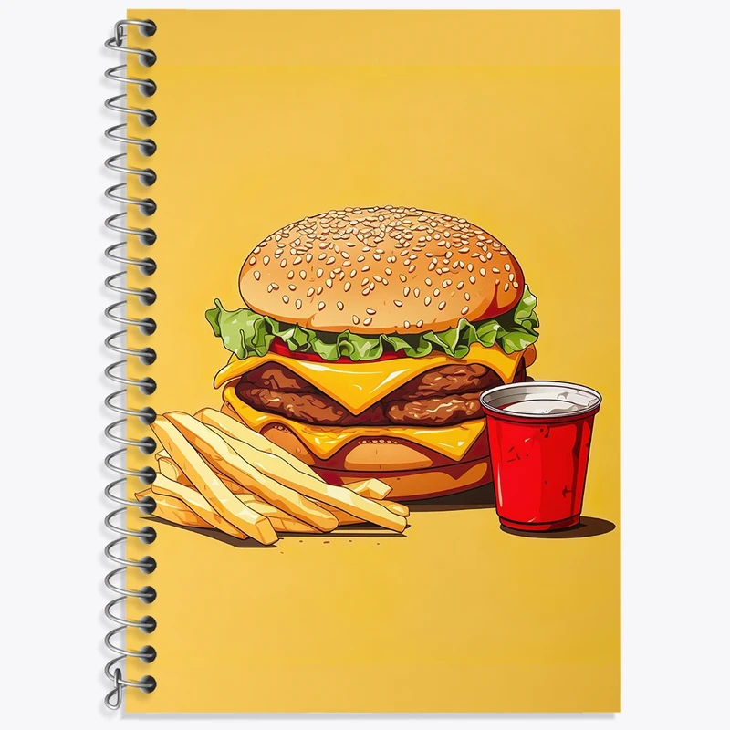 دفتر زبان 50 برگ خندالو مدل دو خط طرح فست فود (Fast Food) کد 36574