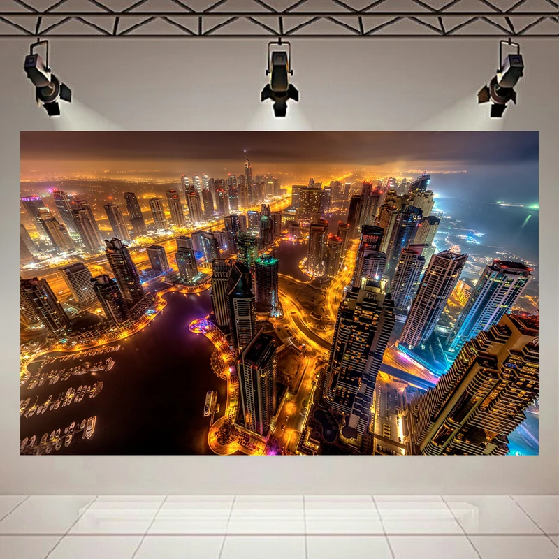 تابلو بوم طرح مخمل مدل شهر مدرن کد PD1870