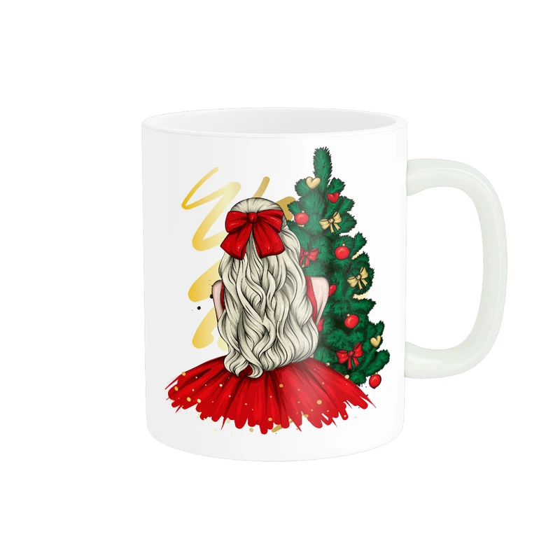 ماگ پاد آفرین مدل سرامیکی طرح دختر کیوت و ناز کد p9446