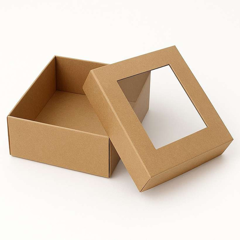 جعبه بسته بندی مدل کرافت درب طلقی شفاف سایز 15×15×5 سانتی متر بسته 10 عددی