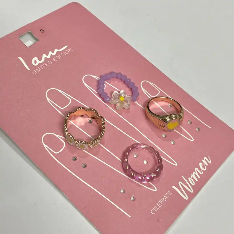 انگشتر زنانه آی ام مدل بابونه مجموعه 4 عددی