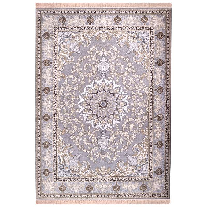 فرش ماشینی زمرد مشهد مدل پرهام زمینه دودی