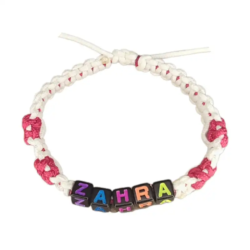 دستبند زنانه مدل بافت اسم زهرا