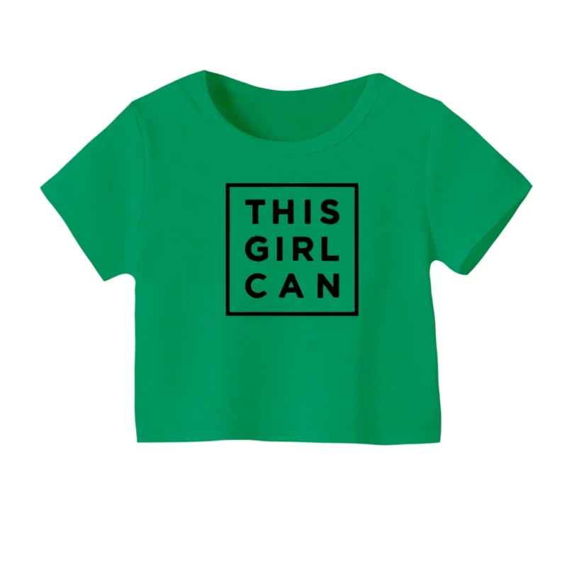 کراپ‌ تی‌شرت آستین کوتاه زنانه مدل گرل کن