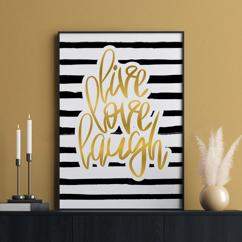 تابلو سالی وود طرح زندگی کن، عشق بورز و بخند کد T200224